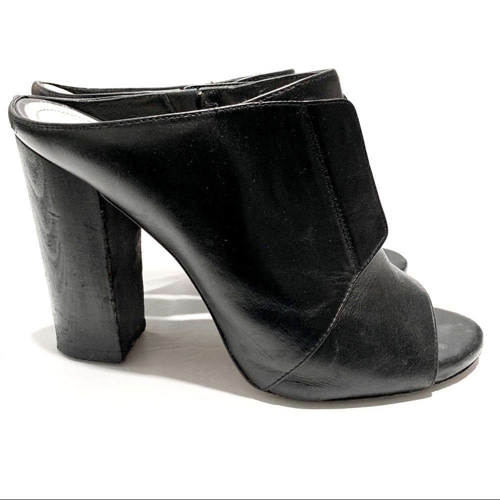 POUR LA VICTOIRE EVA BLACK LEATHER MULES